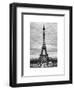 Eiffel Tower, Paris, France - White Frame and Full Format - Black and White Photography-Philippe Hugonnard-Framed Art Print