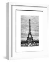 Eiffel Tower, Paris, France - White Frame and Full Format - Black and White Photography-Philippe Hugonnard-Framed Art Print