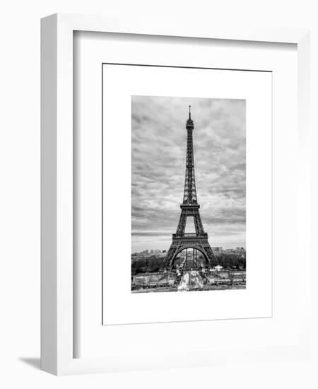 Eiffel Tower, Paris, France - White Frame and Full Format - Black and White Photography-Philippe Hugonnard-Framed Art Print