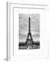 Eiffel Tower, Paris, France - White Frame and Full Format - Black and White Photography-Philippe Hugonnard-Framed Art Print