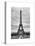 Eiffel Tower, Paris, France - White Frame and Full Format - Black and White Photography-Philippe Hugonnard-Stretched Canvas