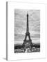 Eiffel Tower, Paris, France - White Frame and Full Format - Black and White Photography-Philippe Hugonnard-Stretched Canvas