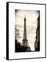 Eiffel Tower, Paris, France - White Frame and Full Format - Sepia - Tone Vintage Photography-Philippe Hugonnard-Framed Stretched Canvas