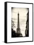 Eiffel Tower, Paris, France - White Frame and Full Format - Sepia - Tone Vintage Photography-Philippe Hugonnard-Framed Stretched Canvas