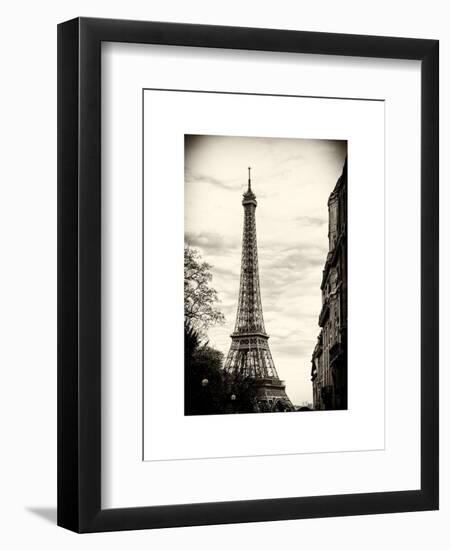 Eiffel Tower, Paris, France - White Frame and Full Format - Sepia - Tone Vintage Photography-Philippe Hugonnard-Framed Art Print