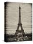 Eiffel Tower, Paris, France - White Frame and Full Format - Sepia - Tone Vintique Photography-Philippe Hugonnard-Stretched Canvas