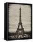 Eiffel Tower, Paris, France - White Frame and Full Format - Sepia - Tone Vintique Photography-Philippe Hugonnard-Framed Stretched Canvas