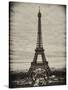 Eiffel Tower, Paris, France - White Frame and Full Format - Sepia - Tone Vintique Photography-Philippe Hugonnard-Stretched Canvas