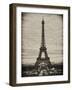 Eiffel Tower, Paris, France - White Frame and Full Format - Sepia - Tone Vintique Photography-Philippe Hugonnard-Framed Art Print