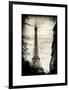 Eiffel Tower, Paris, France - White Frame and Full Format - Sepia - Tone Vintique Photography-Philippe Hugonnard-Framed Art Print