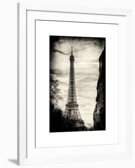 Eiffel Tower, Paris, France - White Frame and Full Format - Sepia - Tone Vintique Photography-Philippe Hugonnard-Framed Art Print