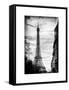 Eiffel Tower, Paris, France - White Frame and Full Format - Vintique Black and White Photography-Philippe Hugonnard-Framed Stretched Canvas