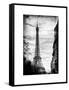 Eiffel Tower, Paris, France - White Frame and Full Format - Vintique Black and White Photography-Philippe Hugonnard-Framed Stretched Canvas