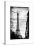 Eiffel Tower, Paris, France - White Frame and Full Format - Vintique Black and White Photography-Philippe Hugonnard-Stretched Canvas