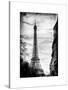 Eiffel Tower, Paris, France - White Frame and Full Format - Vintique Black and White Photography-Philippe Hugonnard-Stretched Canvas