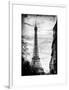 Eiffel Tower, Paris, France - White Frame and Full Format - Vintique Black and White Photography-Philippe Hugonnard-Framed Art Print