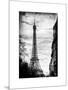 Eiffel Tower, Paris, France - White Frame and Full Format - Vintique Black and White Photography-Philippe Hugonnard-Mounted Art Print