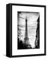 Eiffel Tower, Paris, France - White Frame and Full Format - Vintique Black and White Photography-Philippe Hugonnard-Framed Stretched Canvas