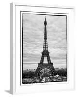 Eiffel Tower, Paris, France - White Frame - Black and White Photography-Philippe Hugonnard-Framed Photographic Print