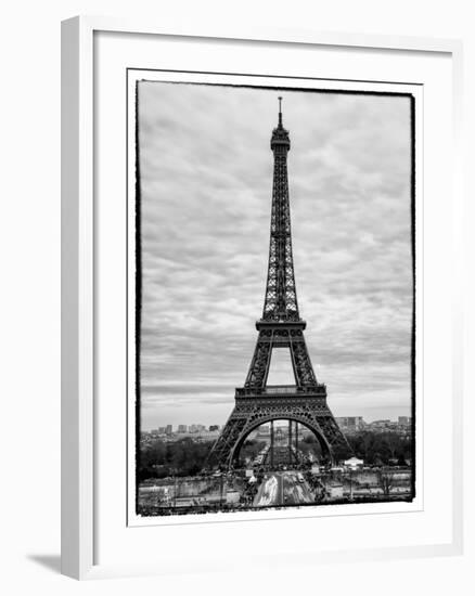 Eiffel Tower, Paris, France - White Frame - Black and White Photography-Philippe Hugonnard-Framed Photographic Print