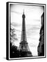 Eiffel Tower, Paris, France - White Frame - Black and White Photography-Philippe Hugonnard-Framed Stretched Canvas