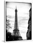 Eiffel Tower, Paris, France - White Frame - Black and White Photography-Philippe Hugonnard-Stretched Canvas
