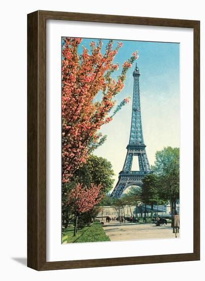 Eiffel Tower, Peach Blossoms-null-Framed Art Print