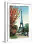 Eiffel Tower, Peach Blossoms-null-Framed Art Print