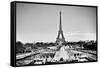 Eiffel Tower Seen from Fountain at Jardins Du Trocadero at a Sunny Summer Day, Paris, France. Black-Michal Bednarek-Framed Stretched Canvas