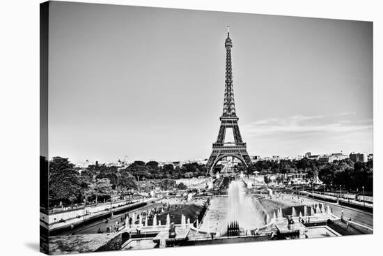 Eiffel Tower Seen from Fountain at Jardins Du Trocadero at a Sunny Summer Day, Paris, France. Black-Michal Bednarek-Stretched Canvas