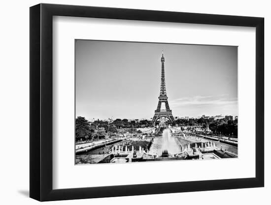 Eiffel Tower Seen from Fountain at Jardins Du Trocadero at a Sunny Summer Day, Paris, France. Black-Michal Bednarek-Framed Photographic Print