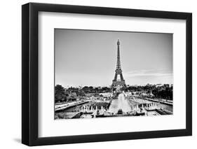 Eiffel Tower Seen from Fountain at Jardins Du Trocadero at a Sunny Summer Day, Paris, France. Black-Michal Bednarek-Framed Photographic Print
