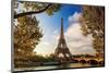 Eiffel Tower & Seine Bridge-null-Mounted Art Print