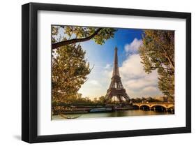 Eiffel Tower & Seine Bridge-null-Framed Art Print
