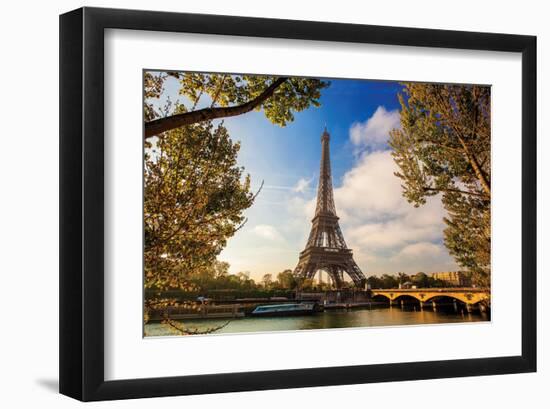 Eiffel Tower & Seine Bridge-null-Framed Art Print