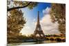 Eiffel Tower & Seine Bridge-null-Mounted Art Print