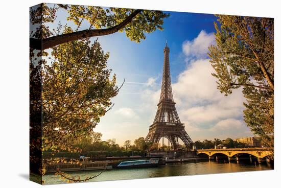 Eiffel Tower & Seine Bridge-null-Stretched Canvas