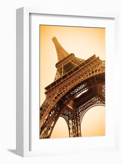 Eiffel Tower Sepia Paris France-null-Framed Art Print