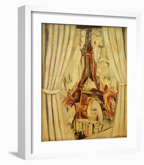 Eiffel Tower with Curtains, 1910-Robert Delaunay-Framed Giclee Print