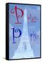 Eiffel Tower with Parlez-vous Paris-Cora Niele-Framed Stretched Canvas