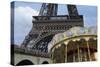 Eiffel Tower with Running Carousel-Cora Niele-Stretched Canvas