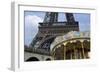 Eiffel Tower with Running Carousel-Cora Niele-Framed Photographic Print