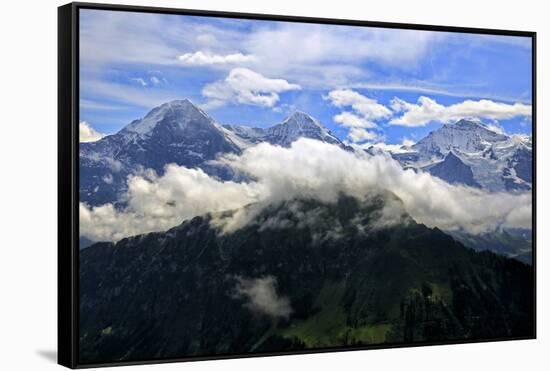 Eiger, Monch and Jungfrau, seen from Schynige Platte, Bernese Oberland, Canton of Bern, Switzerland-Hans-Peter Merten-Framed Stretched Canvas