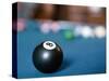 Eight ball on pool table-null-Stretched Canvas