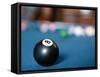 Eight ball on pool table-null-Framed Stretched Canvas