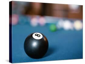 Eight ball on pool table-null-Stretched Canvas