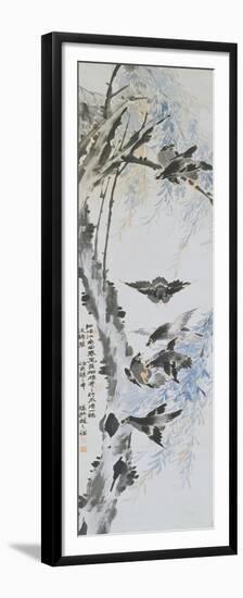 Eight Birds on a Willow Tree-Zhoa Zhiqian-Framed Premium Giclee Print