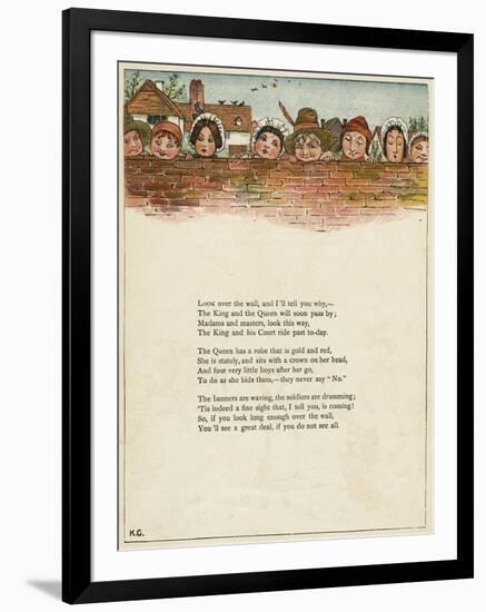 Eight Faces Looking over a Wall-Kate Greenaway-Framed Art Print