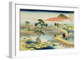 Eight Part Bridge, Province of Mucawa, Japan, circa 1830-Katsushika Hokusai-Framed Giclee Print