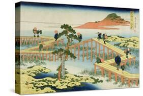 Eight Part Bridge, Province of Mucawa, Japan, circa 1830-Katsushika Hokusai-Stretched Canvas